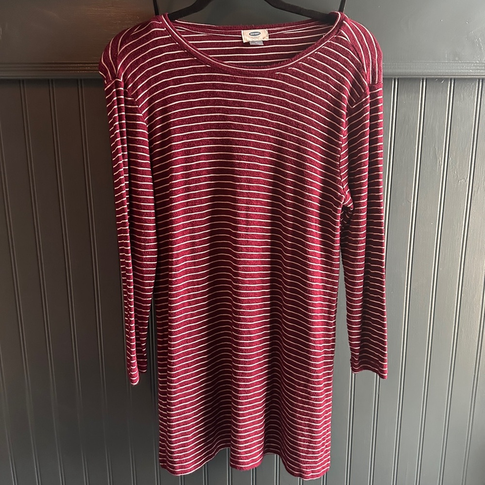 Old Navy Burgundy and White Striped Tunic